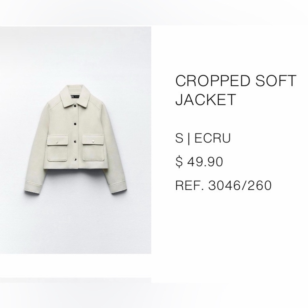 Zara Ecru Cropped Utility Jacket